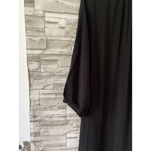 Ann Taylor LOFT Solid Loose Oversized T-Shirt Button Shirt Midi Dress Black - Picture 3 of 13